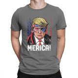 Men's 4th Of July Trump Merica Murica T Shirts Independence Day America USA Flag 100% Cotton Tops Short Sleeve Tees T-Shirt