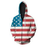 3d Hoodies USA Zip hoodie Men Sweatshirt TH Hooded United States America Independence Day Hoody Mens National Flag Tops Coats