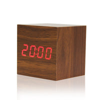 Digital Thermometer Wooden LED Alarm Clock