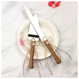 Silver hemp rope + stainless steel bow flower wedding cake knife shovel