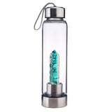 Quartz Crystal Water Bottle Glass A Travel Bottle For Drinking Plastic Stainless Steel Point Healing Obelisk Wand Bottle D401